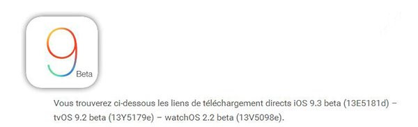 苹果iOS9.3 Beta1固件下载大全