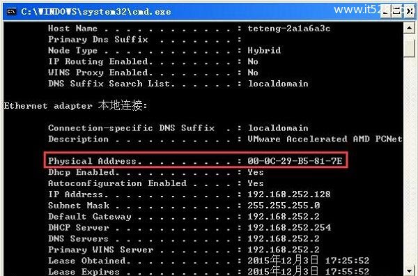 Windows XP系统MAC地址查询方法