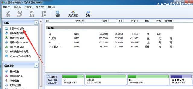 Windows 7如何扩大C盘空间 分区助手无损C盘扩容方法