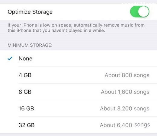 iOS 10“优化储存”可自动清除不常播放的音乐